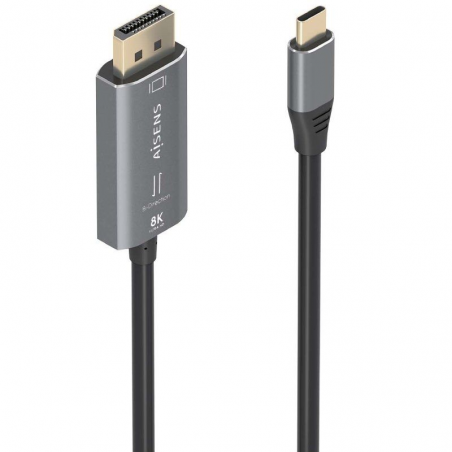 Cable Conversor Aisens A109-0880/ USB Tipo-C Macho - DisplayPort Macho/ 1.8m/ Negro