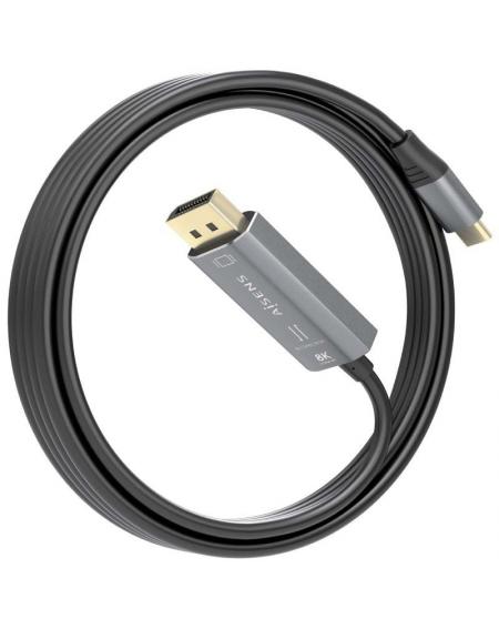 Cable Conversor Aisens A109-0880/ USB Tipo-C Macho - DisplayPort Macho/ 1.8m/ Negro