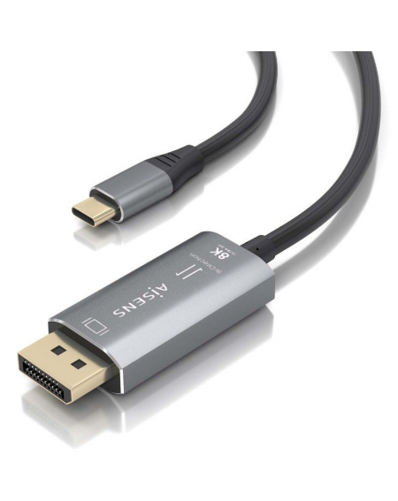 Cable Conversor Aisens A109-0880/ USB Tipo-C Macho - DisplayPort Macho/ 1.8m/ Negro