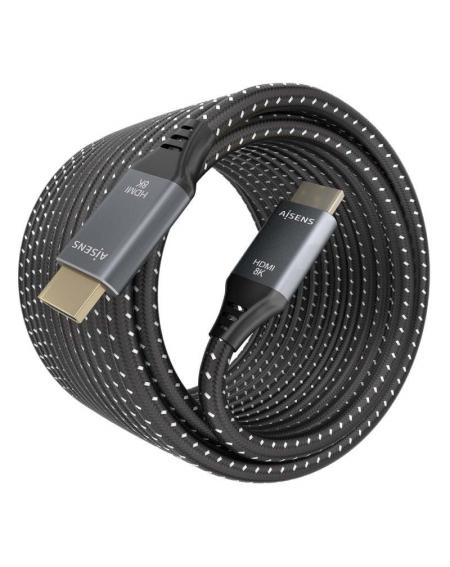 Cable HDMI 2.1 8K Aisens A150-0877/ HDMI Macho - HDMI Macho/ 7m/ Gris y Negro