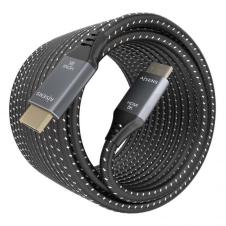 Cable HDMI 2.1 8K Aisens A150-0877/ HDMI Macho - HDMI Macho/ 7m/ Gris y Negro