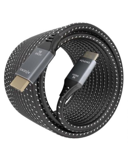 Cable HDMI 2.1 8K Aisens A150-0878/ HDMI Macho - HDMI Macho/ 10m/ Gris y Negro