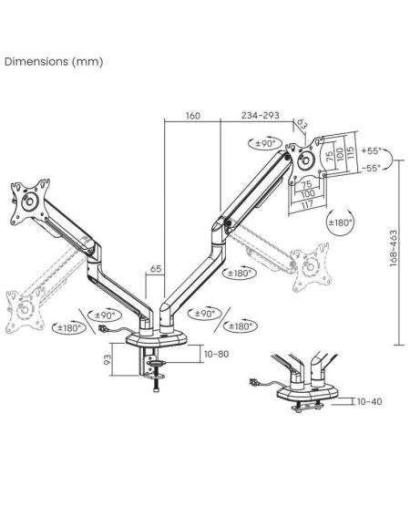 Soporte Gaming para 2 Monitores Aisens DT32TSR-297/ hasta 9kg