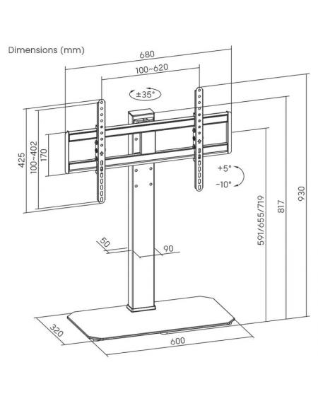 Soporte de Mesa Inclinable/ Giratorio Aisens DT86TS-291 para TV de 43-86'