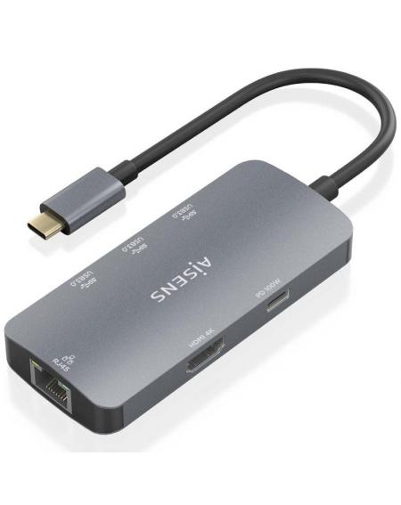 Docking USB Tipo-C Aisens ASUC-6P019-GR/ 1xHDMI/ 3xUSB/ 1xRJ45/ 1xUSB Tipo-C PD/ Gris