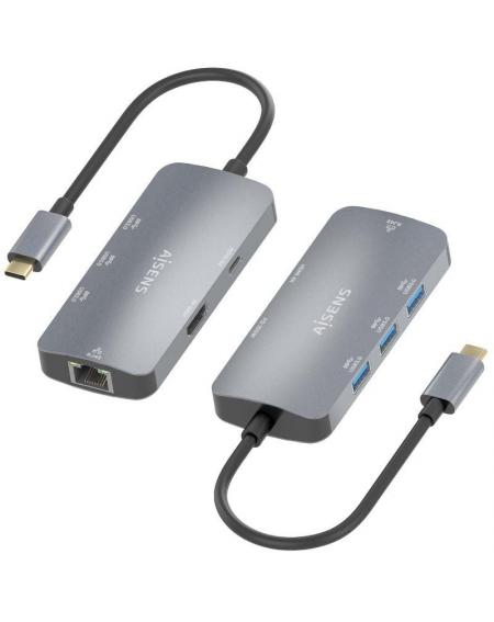 Docking USB Tipo-C Aisens ASUC-6P019-GR/ 1xHDMI/ 3xUSB/ 1xRJ45/ 1xUSB Tipo-C PD/ Gris