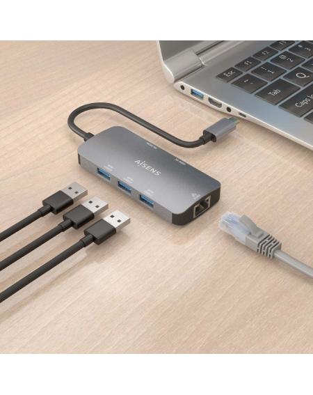 Docking USB Tipo-C Aisens ASUC-6P019-GR/ 1xHDMI/ 3xUSB/ 1xRJ45/ 1xUSB Tipo-C PD/ Gris