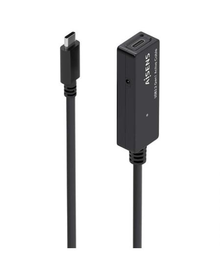 Cable Alargador USB 3.2 con Amplificador Aisens A107-0870/ USB Tipo-C Macho - USB Tipo-C Hembra/ Hasta 100W/ 20Gbps/ 10m/ Negro