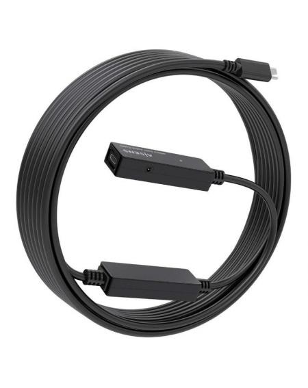 Cable Alargador USB 3.2 con Amplificador Aisens A107-0870/ USB Tipo-C Macho - USB Tipo-C Hembra/ Hasta 100W/ 20Gbps/ 10m/ Negro