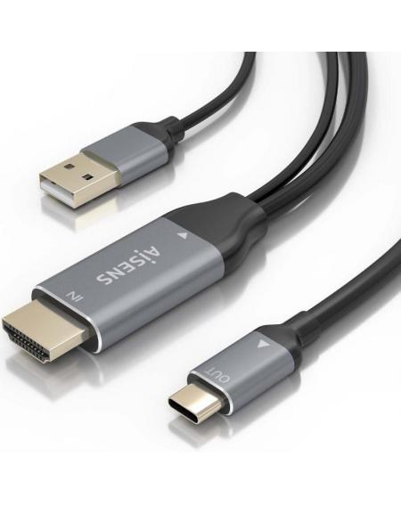 Cable Conversor Aisens A109-0871/ HDMI Macho/ USB Macho - USB Tipo-C Macho/ 1.8m/ Negro