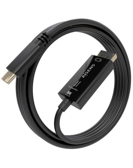 Cable Conversor Aisens A109-0879/ USB Tipo-C Macho - DisplayPort Macho/ 1.8m/ Negro