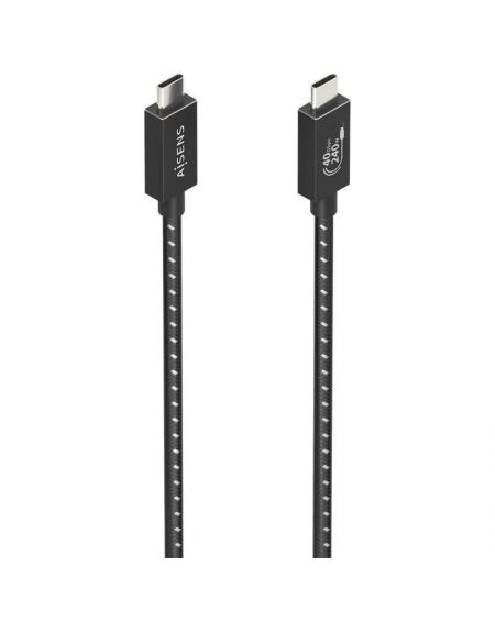 Cable USB 4.0 Tipo-C Aisens A107-0866/ USB Tipo-C Macho - USB Tipo-C Macho/ Hasta 240W/ 40Gbps/ 50cm/ Gris