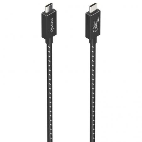 Cable USB 4.0 Tipo-C Aisens A107-0866/ USB Tipo-C Macho - USB Tipo-C Macho/ Hasta 240W/ 40Gbps/ 50cm/ Gris