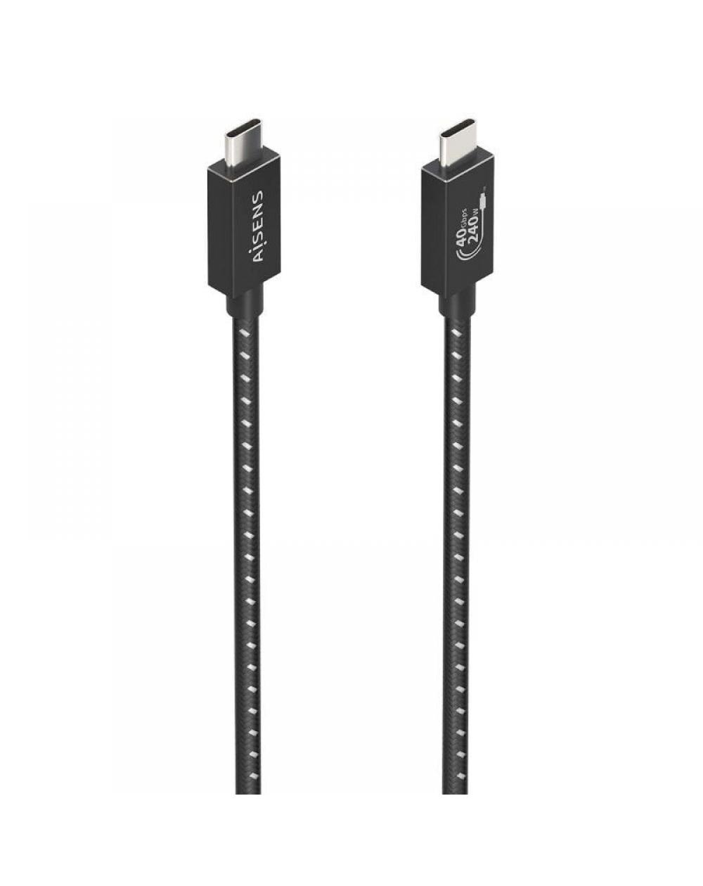 Cable USB 4.0 Tipo-C Aisens A107-0867/ USB Tipo-C Macho - USB Tipo-C Macho/ Hasta 240W/ 1m/ Gris