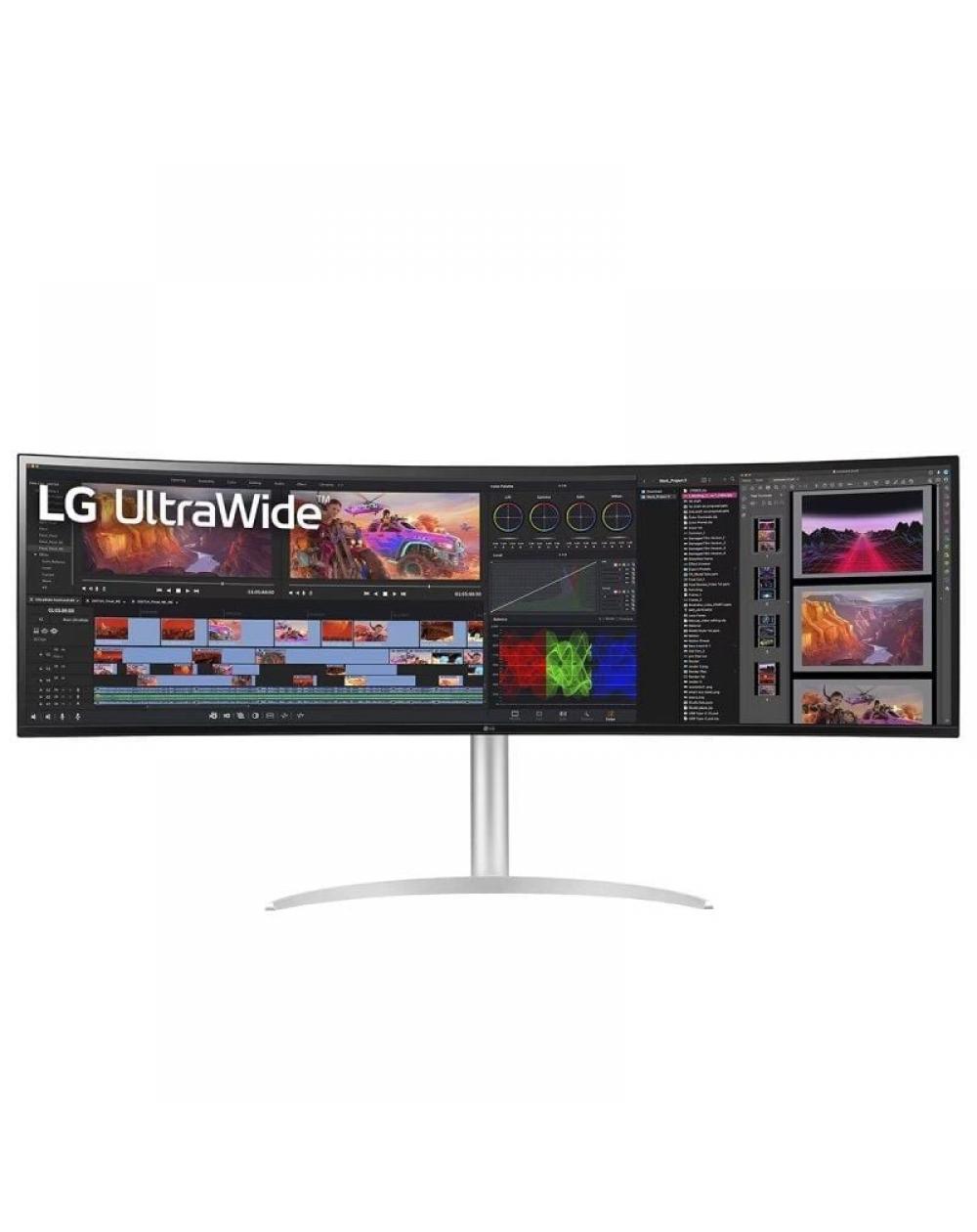 Monitor Gaming Ultrapanorámico Curvo LG UltraGear 49WQ95C-W 49'/ Dual QHD/ Multimedia/ Regulable en altura/ Blanco