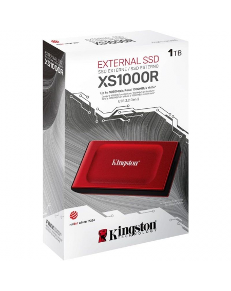 Disco Externo SSD Kingston XS1000 1TB/ USB 3.2/ Rojo