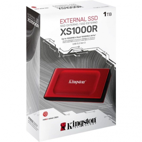 Disco Externo SSD Kingston XS1000 1TB/ USB 3.2/ Rojo