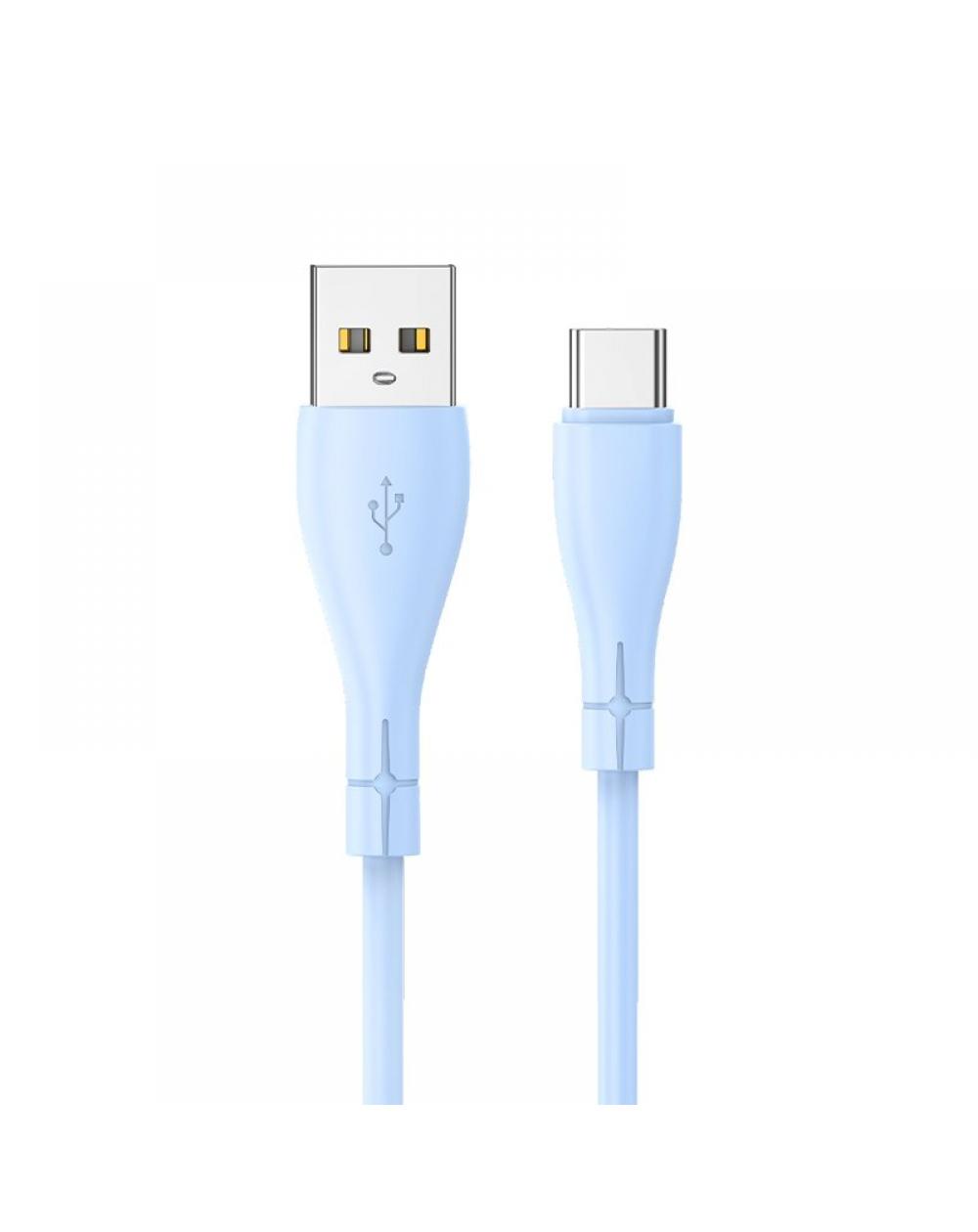 Cable USB COOL Silicona Universal Tipo C (1 metro) Celeste