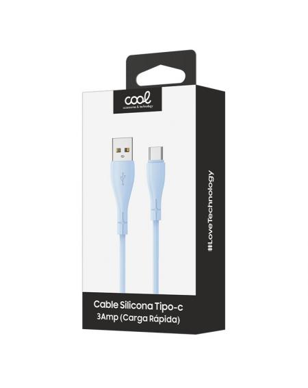 Cable USB COOL Silicona Universal Tipo C (1 metro) Celeste