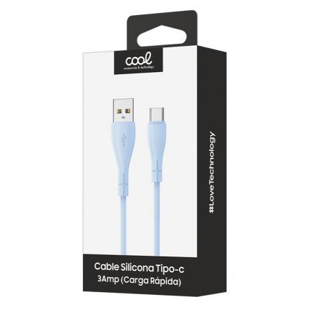 Cable USB COOL Silicona Universal Tipo C (1 metro) Celeste