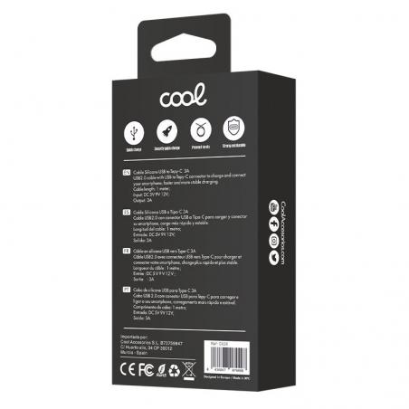 Cable USB COOL Silicona Universal Tipo C (1 metro) Celeste