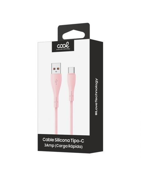 Cable USB COOL Silicona Universal Tipo C (1 metro) Rosa