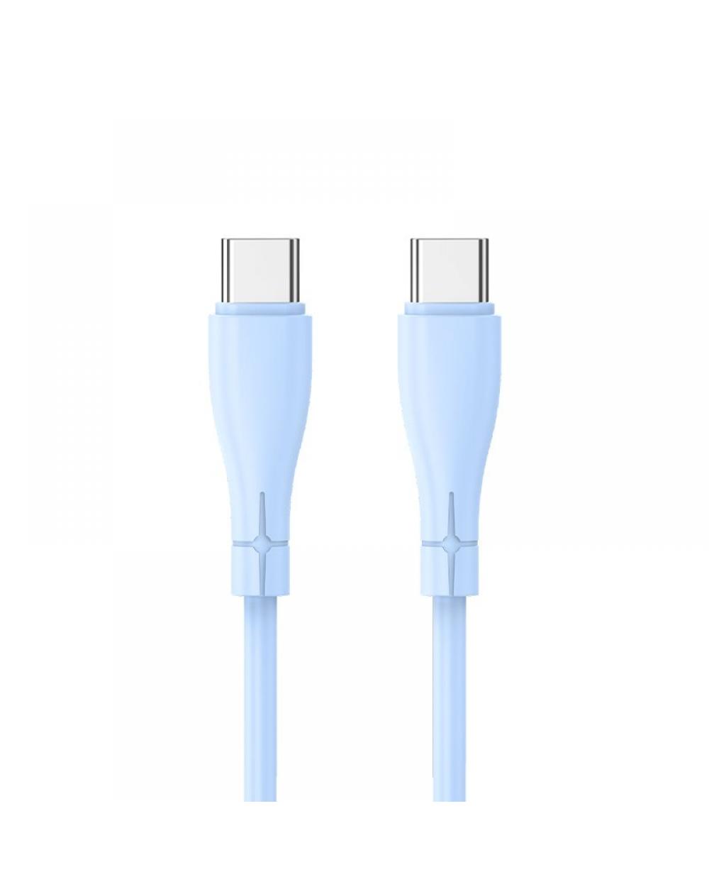 Cable USB COOL Silicona Universal Tipo C a Tipo C (1 metro) Celeste