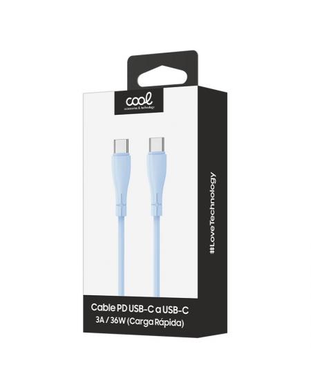 Cable USB COOL Silicona Universal Tipo C a Tipo C (1 metro) Celeste