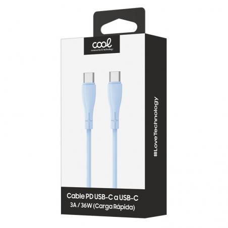 Cable USB COOL Silicona Universal Tipo C a Tipo C (1 metro) Celeste