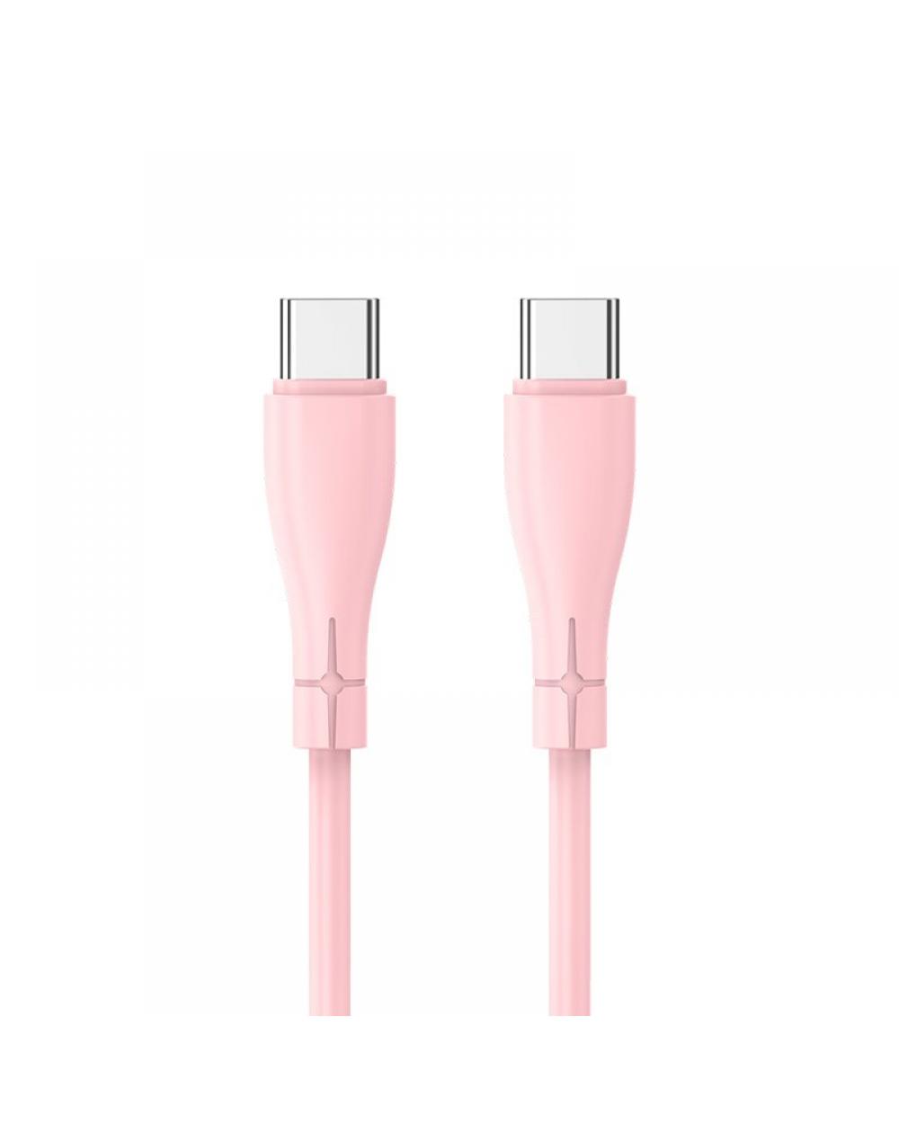 Cable USB COOL Silicona Universal Tipo C a Tipo C (1 metro) Rosa