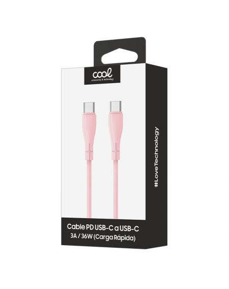 Cable USB COOL Silicona Universal Tipo C a Tipo C (1 metro) Rosa