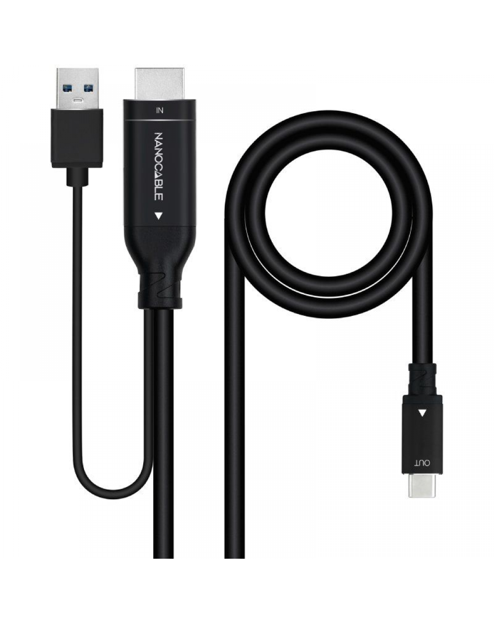 Cable DisplayPort Nanocable 10.15.4354/ DisplayPort Macho - USB Macho/ USB Tipo-C Macho/ 1.8m/ Negro