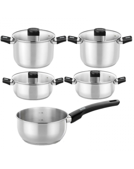 Pack Batería de Cocina Elite Monix M240002/ Cazo Ø14cm/ Ollas Ø20 - 24cm/ Cacerolas Ø20 - 24cm/ Acero Inoxidable/ Apta para Indu