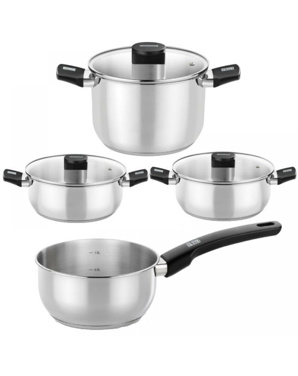 Pack Batería de Cocina Elite Monix M240001/ Cazo Ø14cm/ Ollas Ø24cm/ Cacerolas Ø20 - 24cm/ Acero Inoxidable/ Apta para Inducción