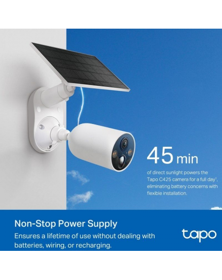 Cámaras de Videovigilancia TP-Link Tapo C425 KIT/ Visión Nocturna/ Control desde APP/ Incluye Panel Solar