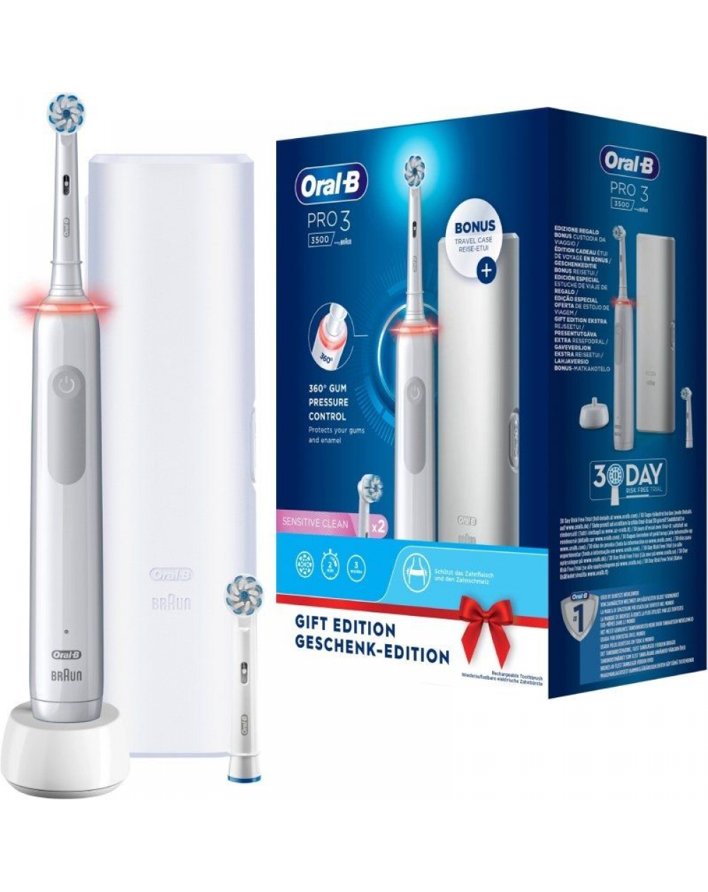 Cepillo Dental Braun Oral-B Vitality Pro 3 3500/ Incluye 2 Recambios/ Blanco