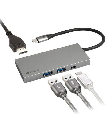 Docking USB Tipo-C NGS WonderDock4 Pro/ 2xUSB/ 1xUSB Tipo-C DP/ 1xHDMI