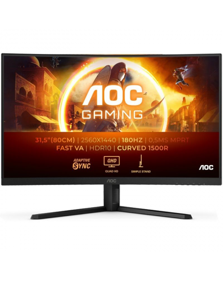 Monitor Gaming Curvo AOC CQ32G4VE 31.5'/ QHD/ 0.5ms/ 180Hz/ VA/ Negro