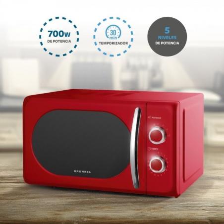 Microondas Grunkel Vintage MW-20ROJO/ 700W/ Capacidad 20L/ Rojo