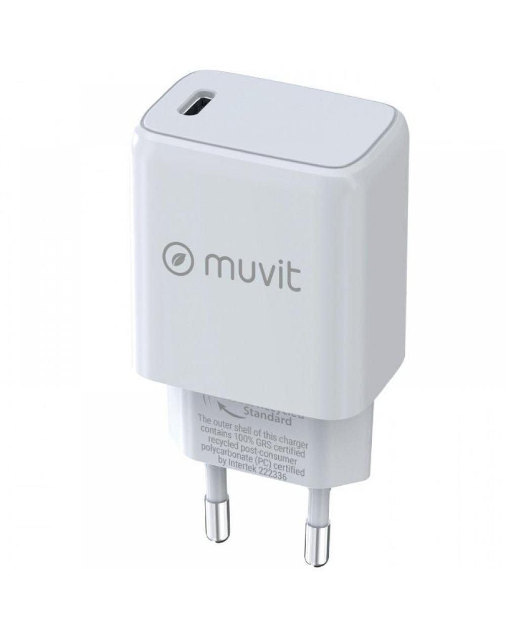 Cargador de Pared Muvit For Change MCACC0014/ 1xUSB Tipo-C/ 30W