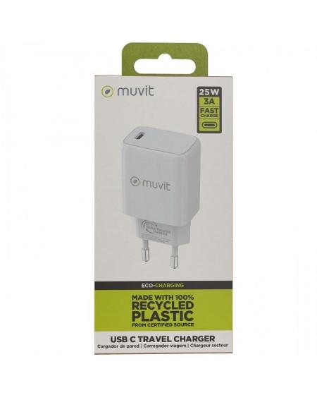 Cargador de Pared Muvit For Change MCACC0038/ 1xUSB Tipo-C/ 25W