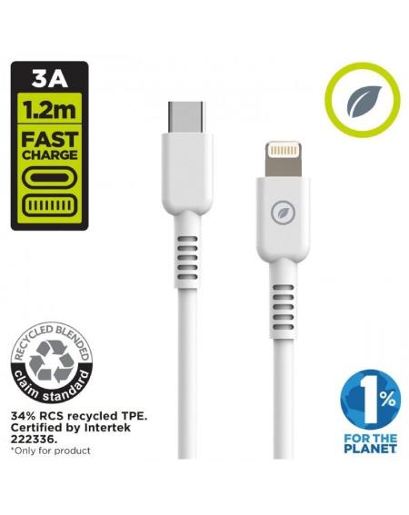 Cable USB 2.0 Tipo-C Lightning Muvit For Change MCUSC0006/ USB Tipo-C Macho - Lightning/ Hasta 27W/ 1.2m/ Blanco