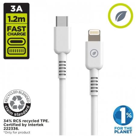 Cable USB 2.0 Tipo-C Lightning Muvit For Change MCUSC0006/ USB Tipo-C Macho - Lightning/ Hasta 27W/ 1.2m/ Blanco