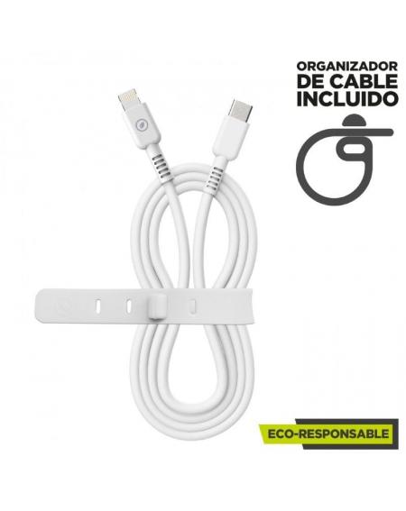 Cable USB 2.0 Tipo-C Lightning Muvit For Change MCUSC0006/ USB Tipo-C Macho - Lightning/ Hasta 27W/ 1.2m/ Blanco