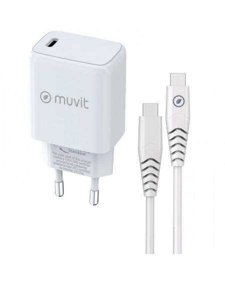 Cargador de Pared Muvit For Change MCPAK0044/ 1xUSB Tipo-C + Cable USB Tipo-C/ 20W