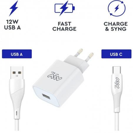 Cargador de Pared Myway MYWEPAK0002/ 1xUSB + Cable USB Tipo-C/ 15W