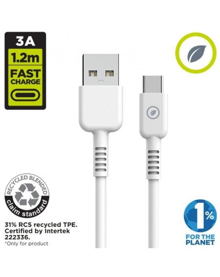 Cable USB 2.0 Tipo-C Muvit For Change MCUSC0003/ USB Tipo-C Macho - USB Macho/ Hasta 27W/ 1.2m/ Blanco