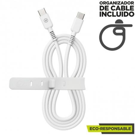 Cable USB 2.0 Tipo-C Muvit For Change MCUSC0008/ USB Tipo-C Macho - USB Tipo-C/ Hasta 60W/ 1.2m/ Blanco