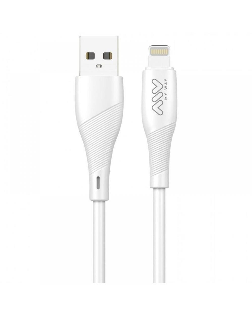 Cable USB 2.0 Lightning Myway MWUSC0021/ USB Macho - Lightning Macho/ 1m/ Blanco