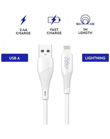 Cable USB 2.0 Lightning Myway MWUSC0021/ USB Macho - Lightning Macho/ 1m/ Blanco